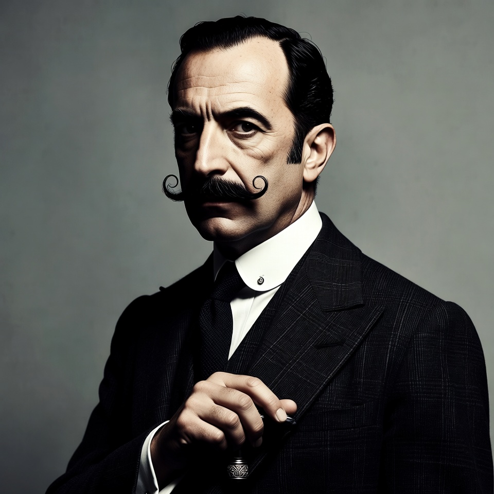 Man with curled mustache holding cigarette Man with curled mustache holding cigarette