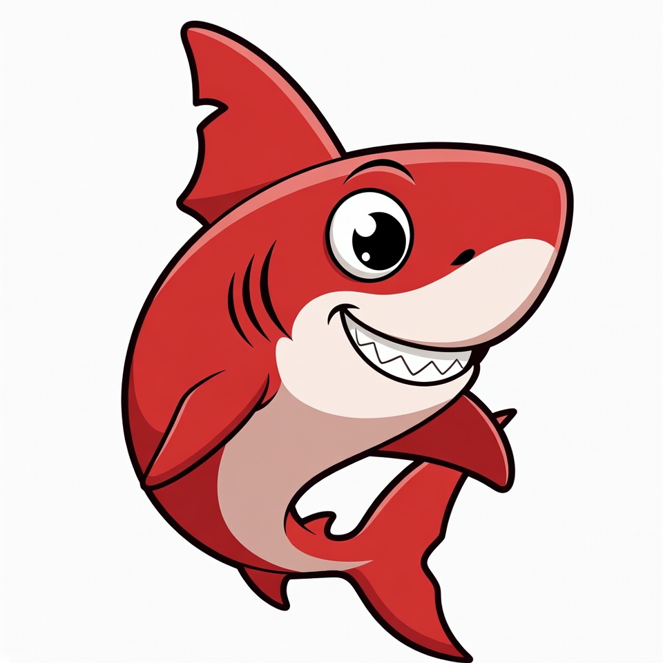 Cartoon red shark smiling Cartoon red shark smiling