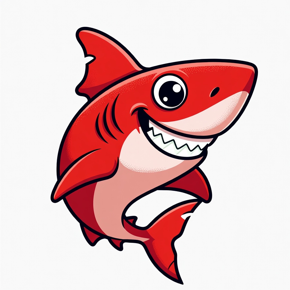 Cartoon Red Shark Smiling Cartoon Red Shark Smiling