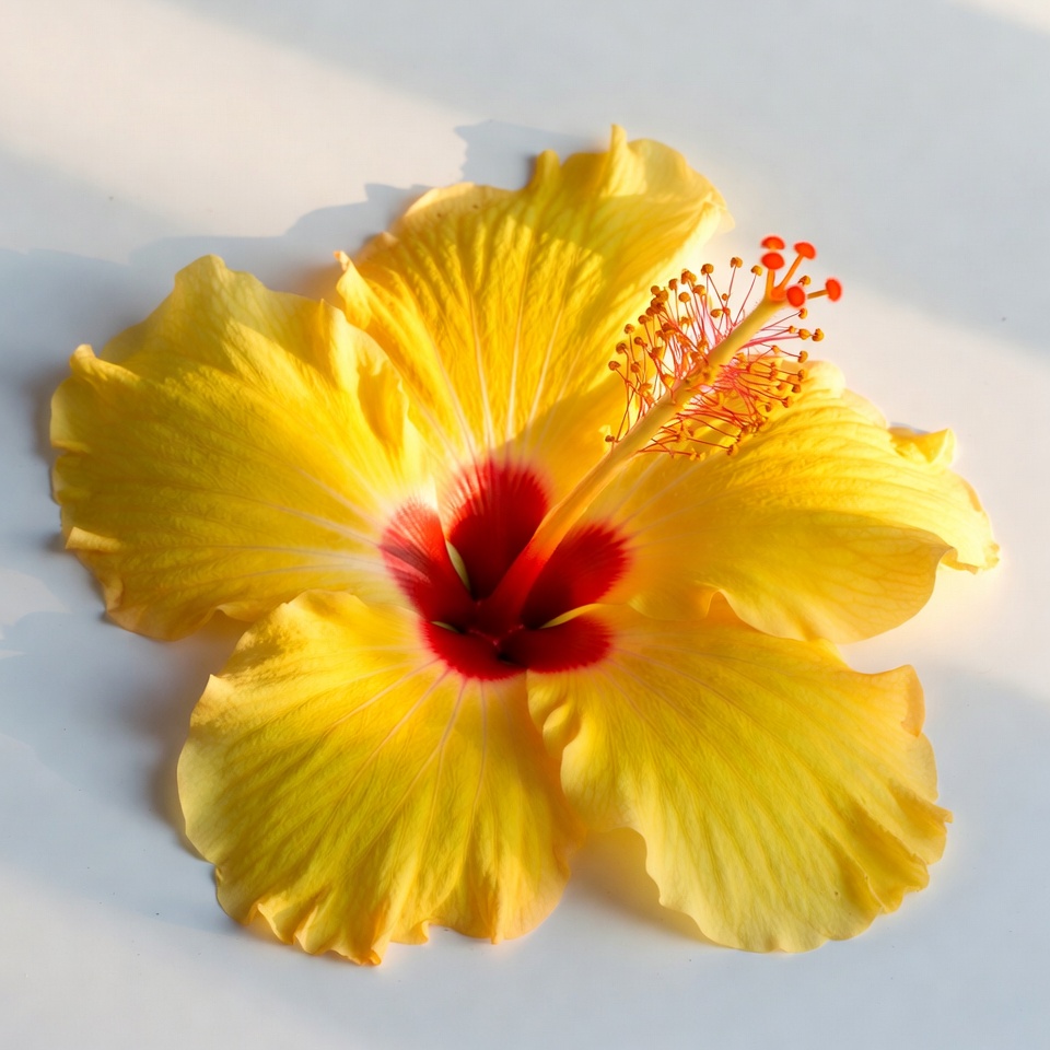 Yellow Hibiscus Flower on White Background Yellow Hibiscus Flower on White Background