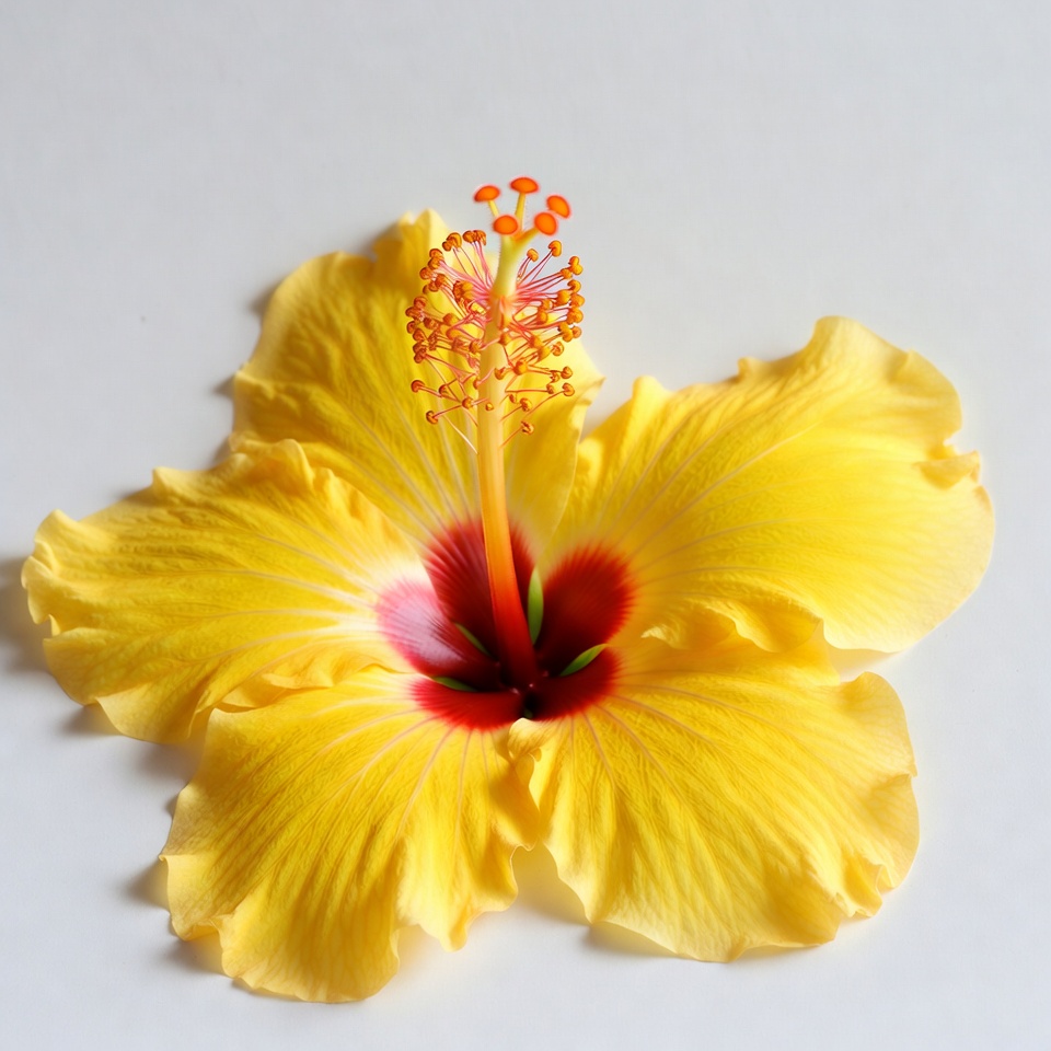 Yellow Hibiscus Flower on White Yellow Hibiscus Flower on White