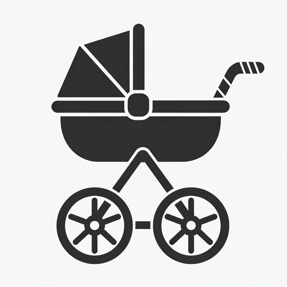 Black Baby Stroller Icon Black Baby Stroller Icon