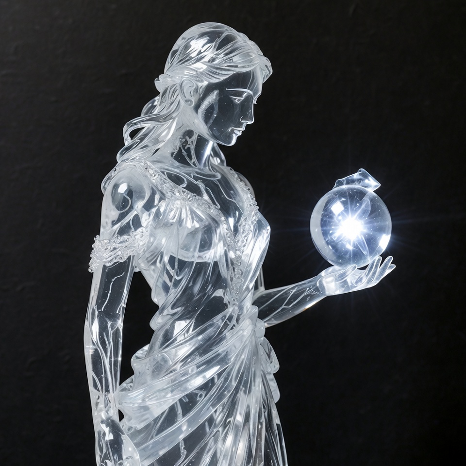 Crystal Woman Holding Glowing Orb Crystal Woman Holding Glowing Orb