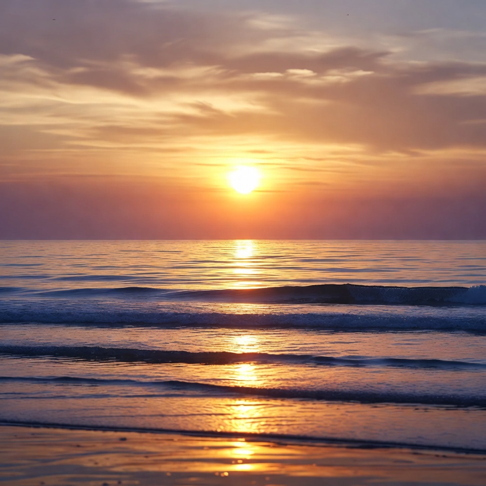 Sunset over ocean waves Sunset over ocean waves