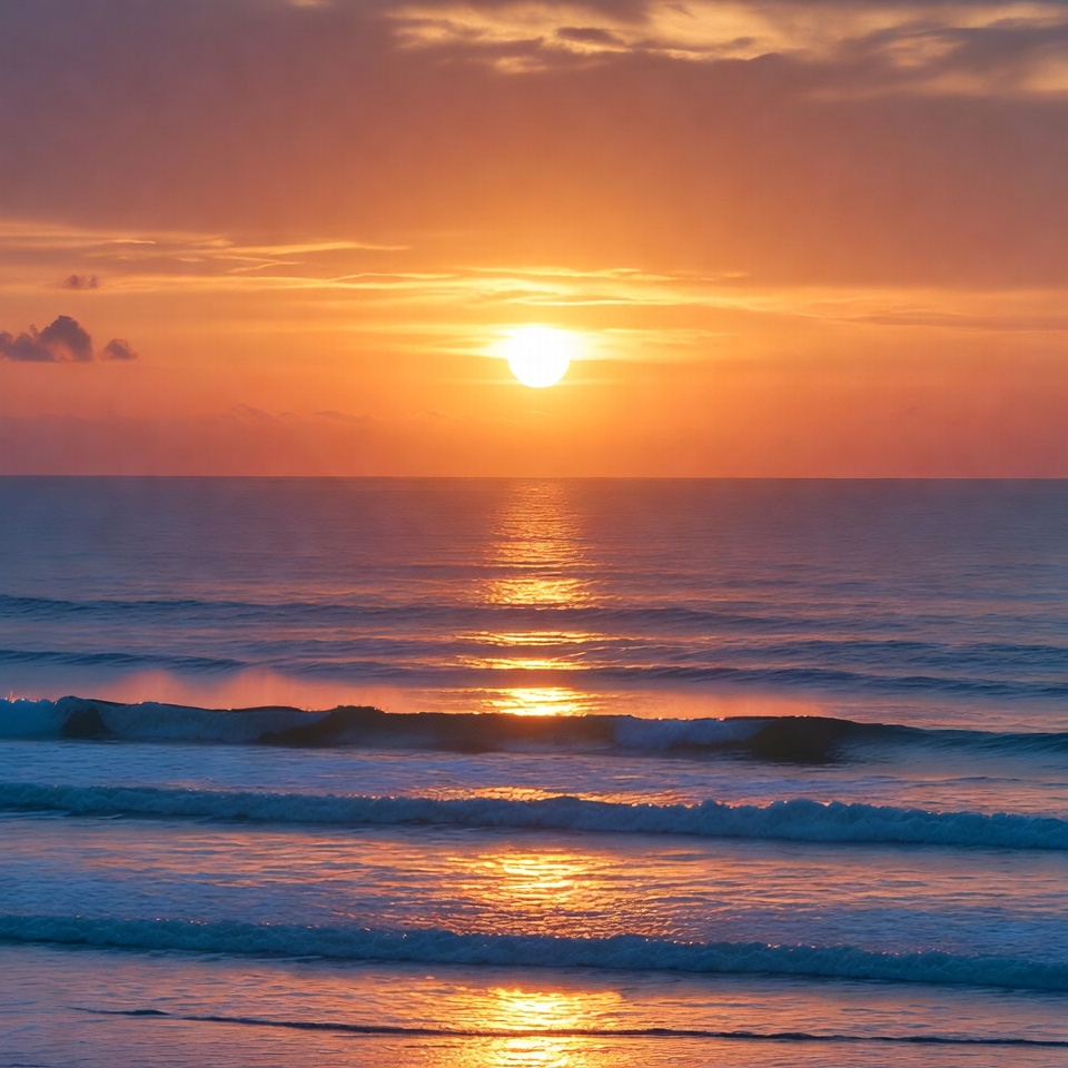 Sunset over ocean waves Sunset over ocean waves