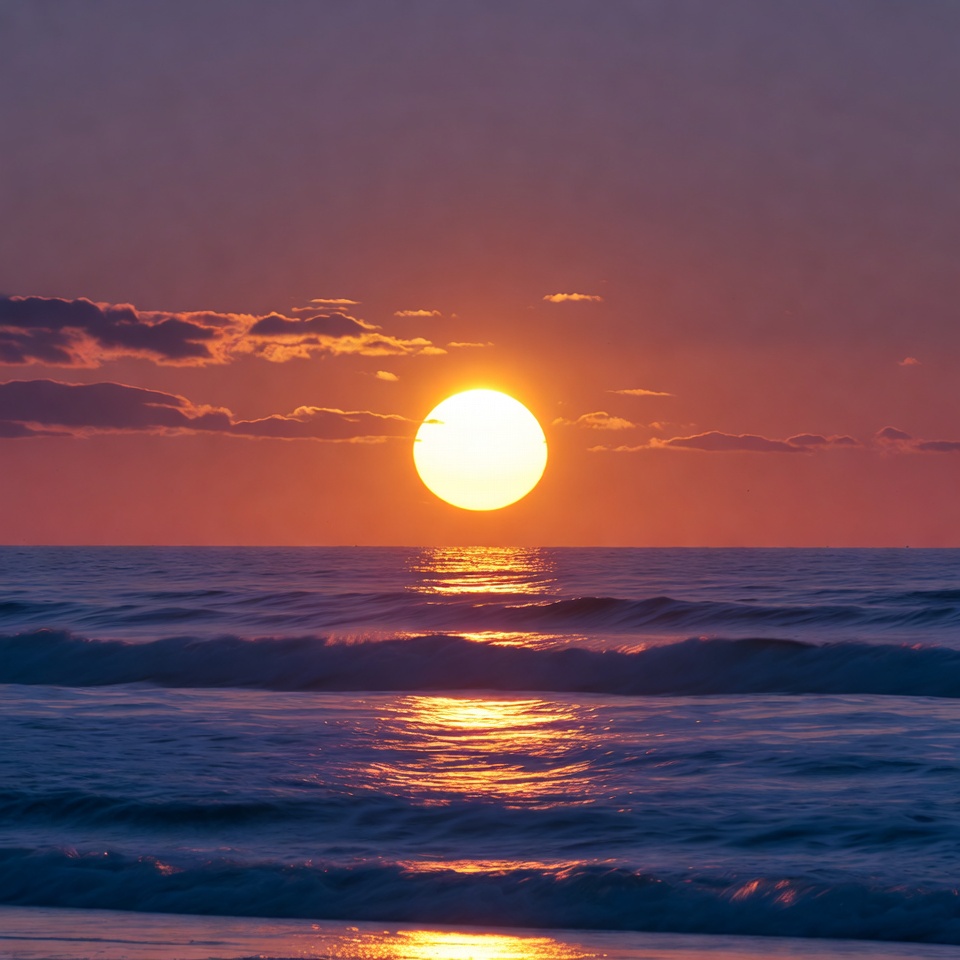 Sunset over ocean waves Sunset over ocean waves