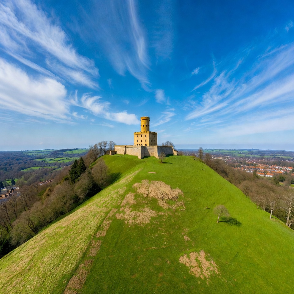 Castle atop green hill Castle atop green hill