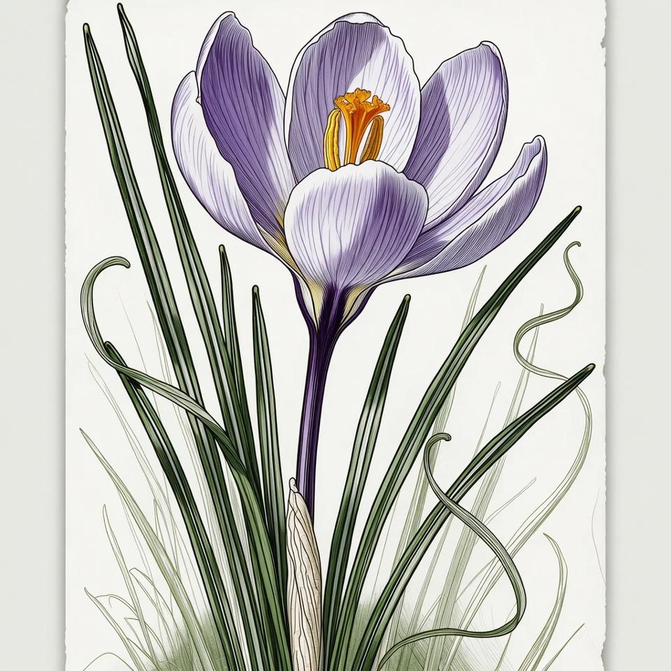 Purple crocus flower illustration Purple crocus flower illustration