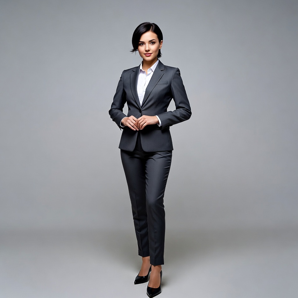 Woman in gray business suit Woman in gray business suit