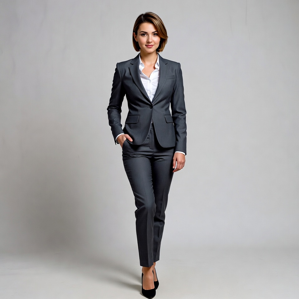 Woman in gray business suit Woman in gray business suit