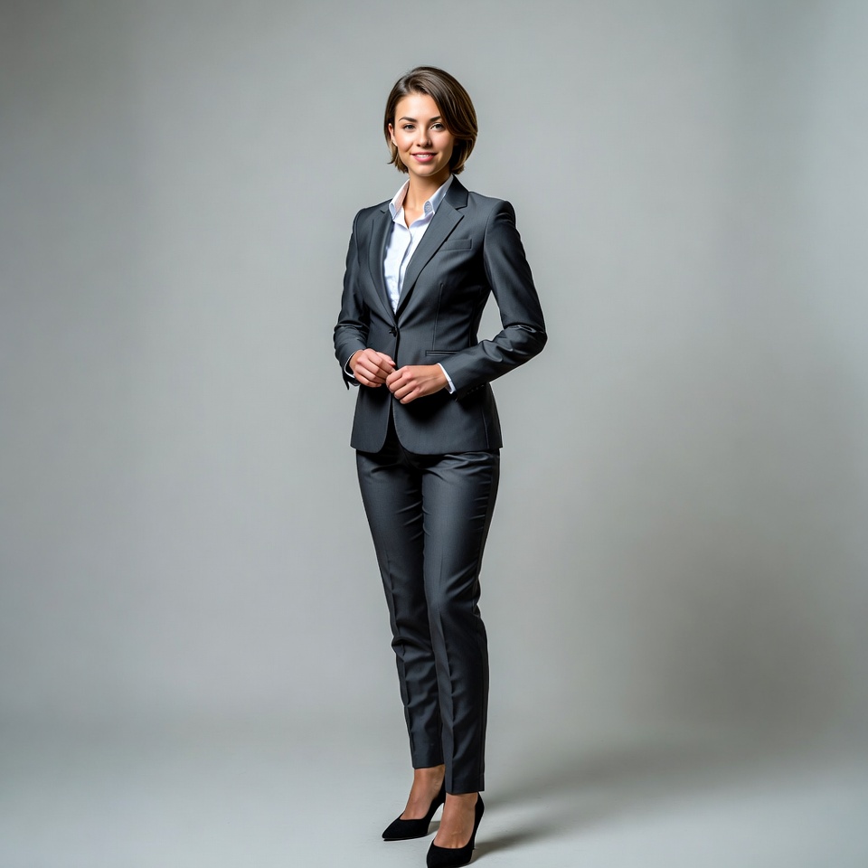 Woman in gray business suit Woman in gray business suit