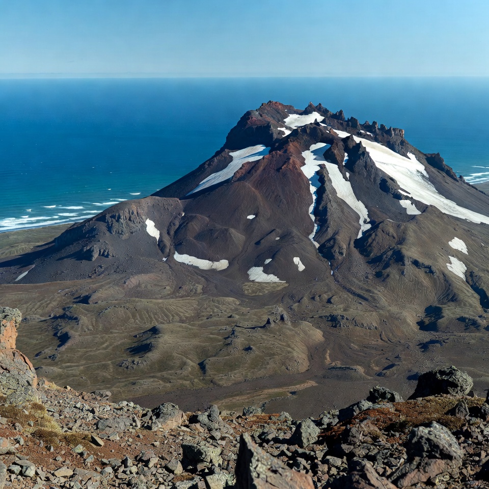 Volcanic Mountain by Ocean Volcanic Mountain by Ocean