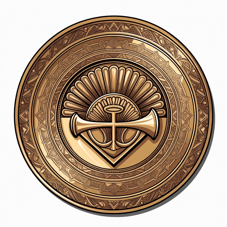 Ornate Anchor Cross Trumpets Emblem Ornate Anchor Cross Trumpets Emblem