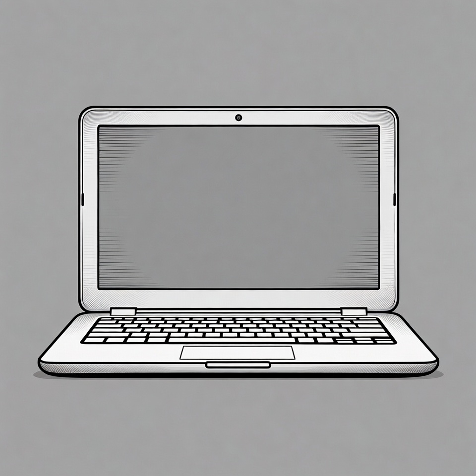 Line drawing laptop computer Line drawing laptop computer