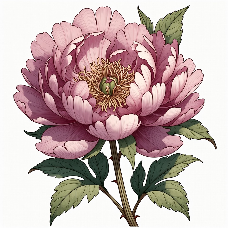 Pink Peony Flower Illustration Pink Peony Flower Illustration