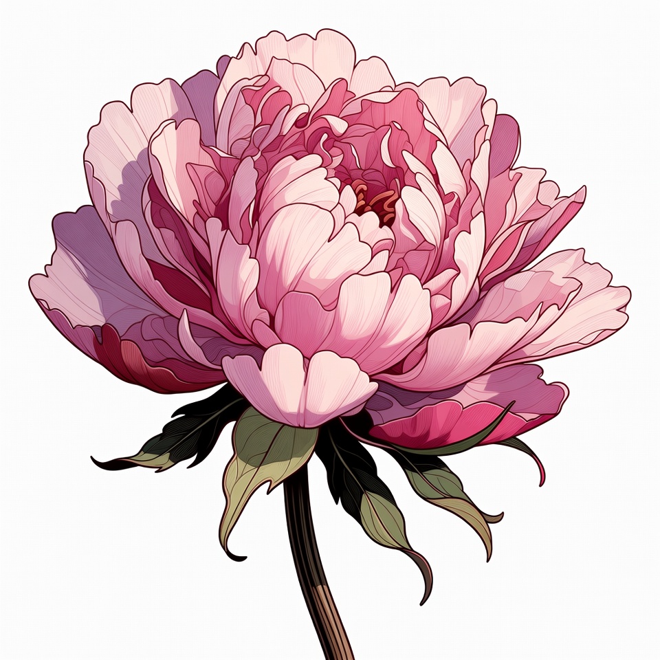 Pink peony flower illustration Pink peony flower illustration