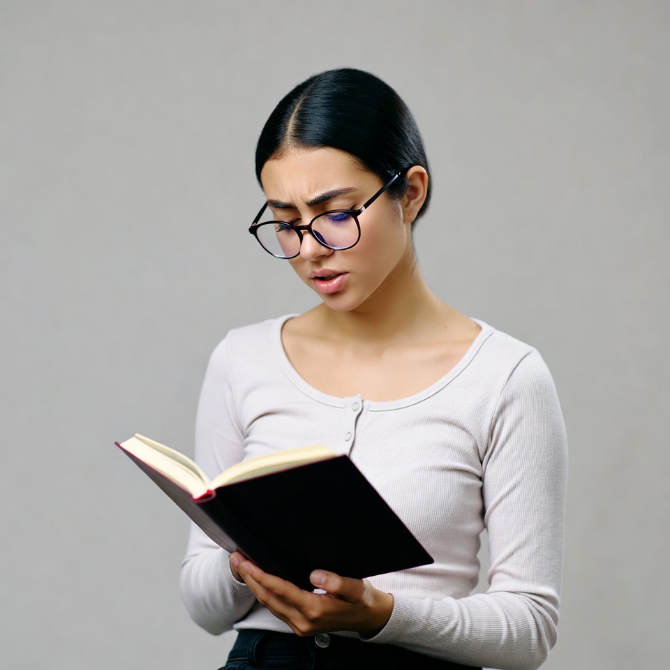 Woman reading book in glasses Woman reading book in glasses
