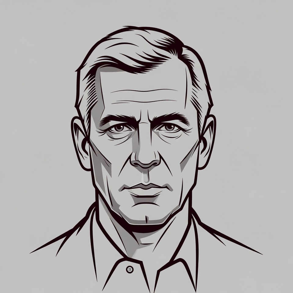 Line art portrait of mature man Line art portrait of mature man