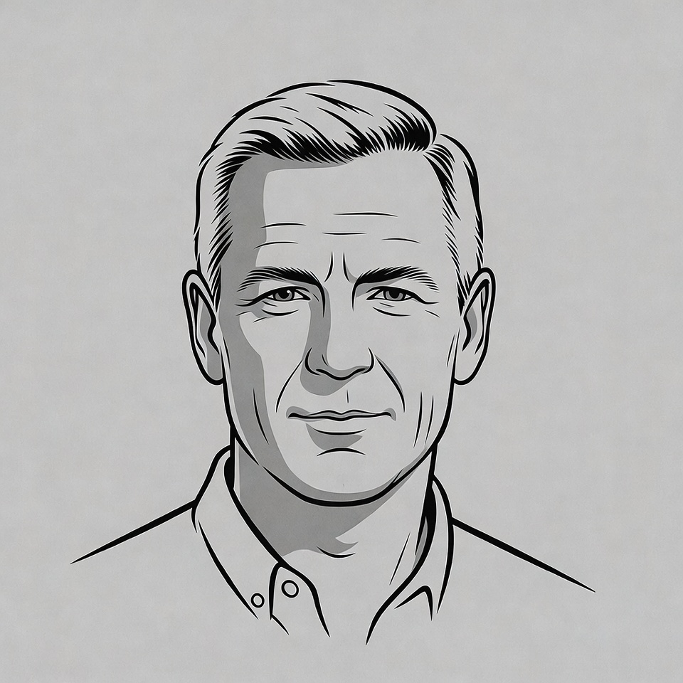 Line drawing of mature man Line drawing of mature man