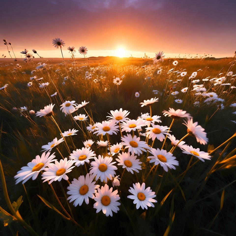 Daisy Field at Sunset Daisy Field at Sunset