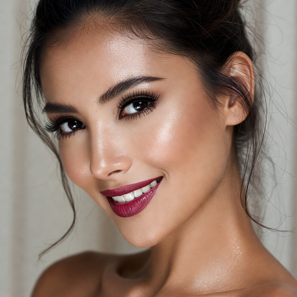 Beautiful Asian woman smiling closeup Beautiful Asian woman smiling closeup