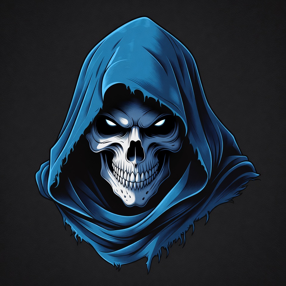 Blue Hooded Skull Illustration Blue Hooded Skull Illustration
