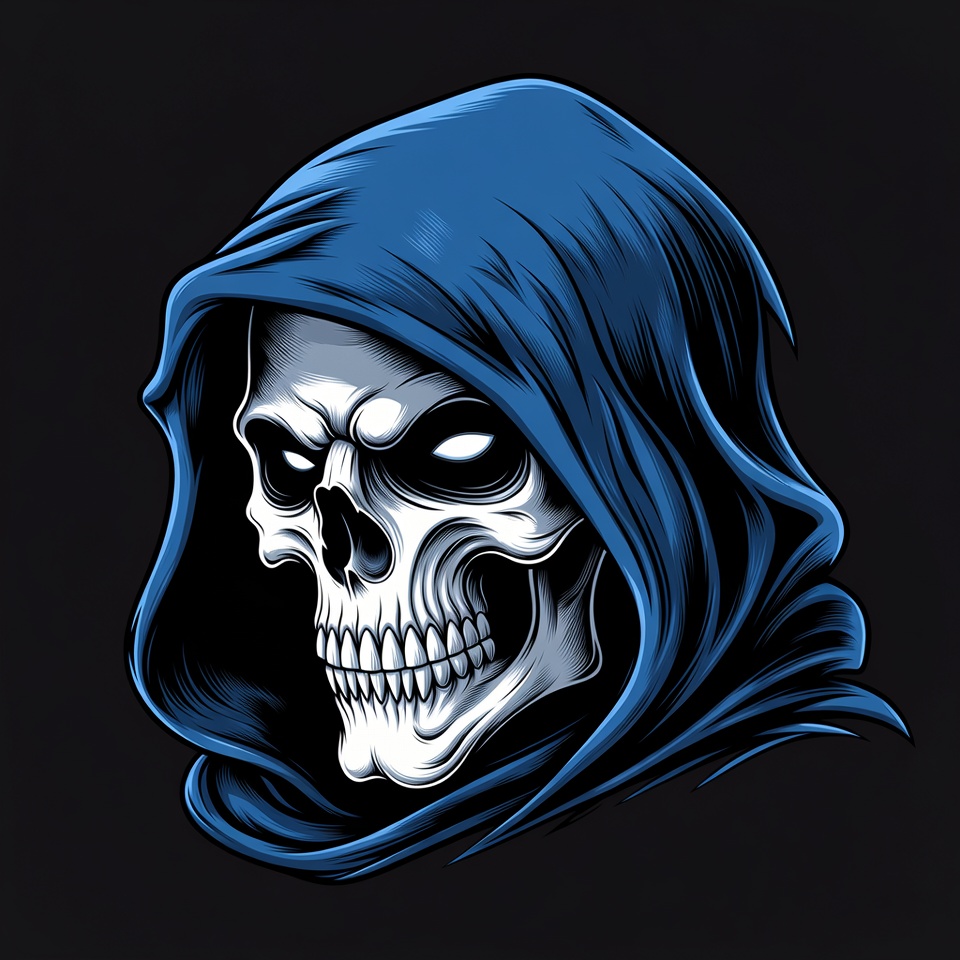Blue Hooded Skull Illustration Blue Hooded Skull Illustration