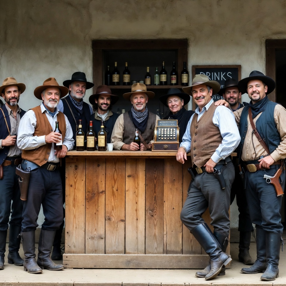 Cowboys at saloon bar Cowboys at saloon bar