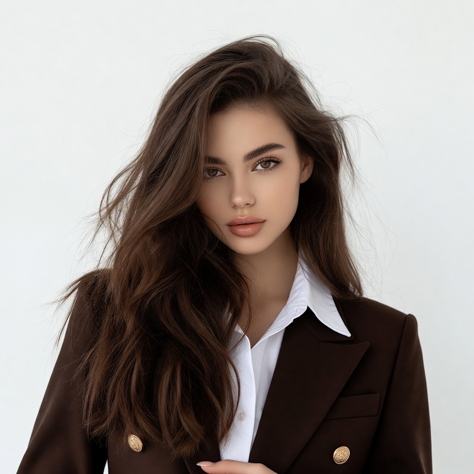 Woman in brown blazer portrait Woman in brown blazer portrait