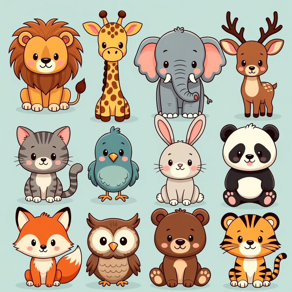 Cute Cartoon Animals Collection Cute Cartoon Animals Collection