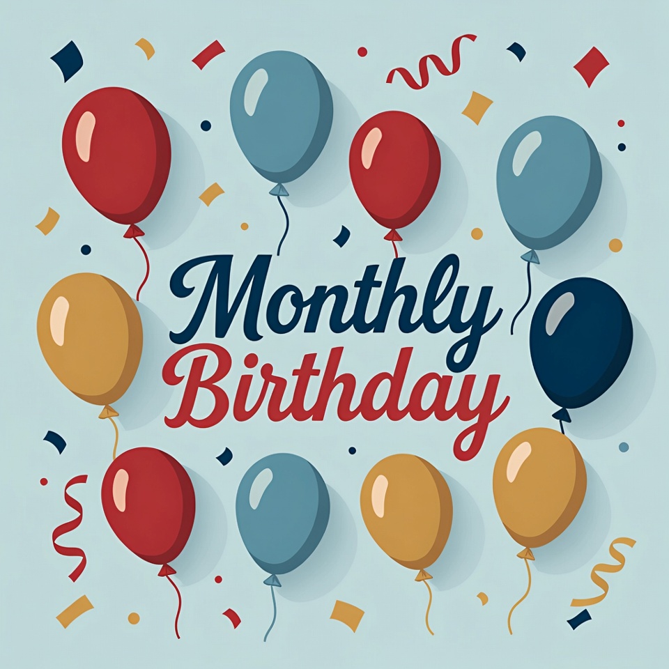 Monthly Birthday Balloons Illustration Monthly Birthday Balloons Illustration