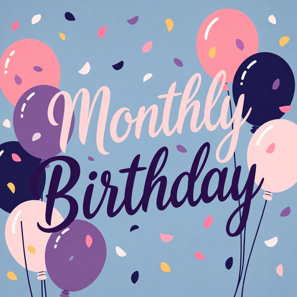 Monthly Birthday Balloons Illustration Monthly Birthday Balloons Illustration
