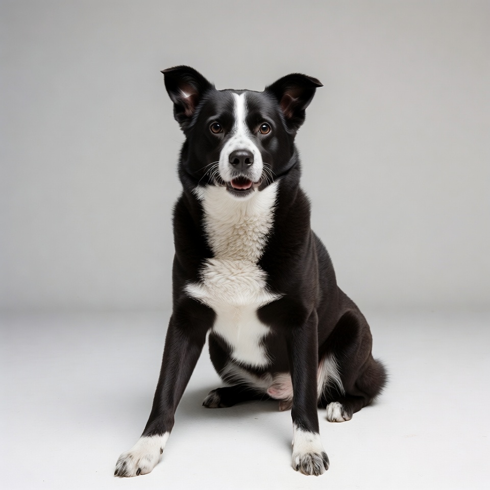Black and white Border Collie sitting Black and white Border Collie sitting