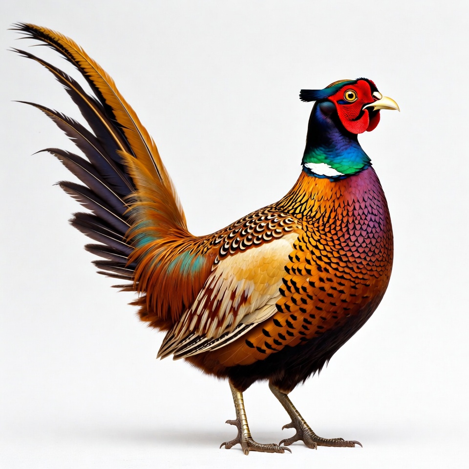 Colorful pheasant standing isolated Colorful pheasant standing isolated