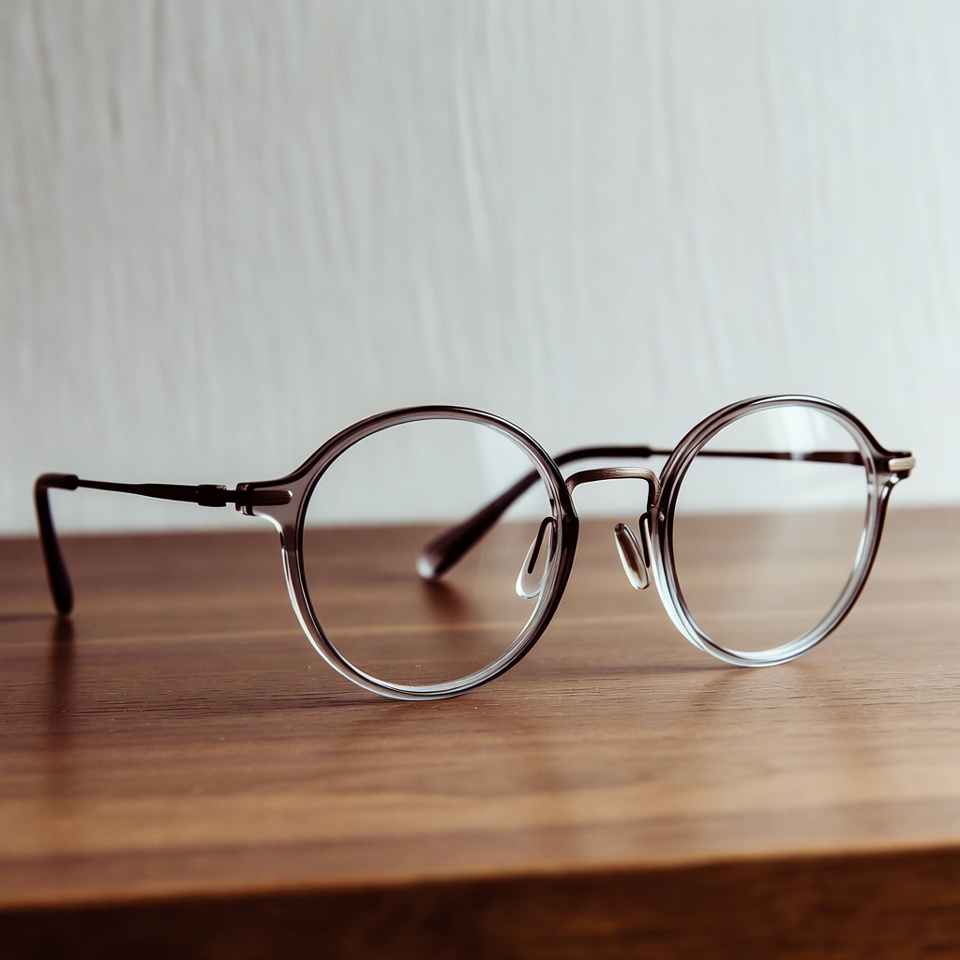 Round Clear Glasses on Wooden Table Round Clear Glasses on Wooden Table