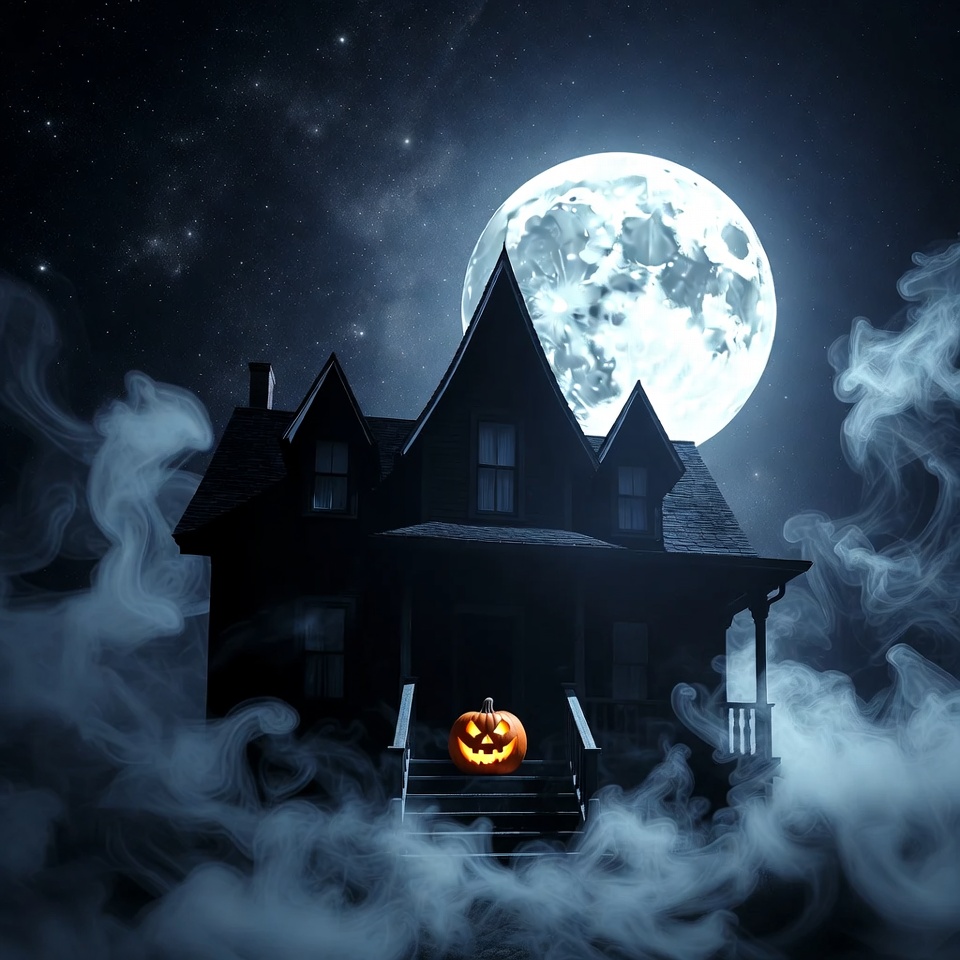 Haunted House with Jack-o-Lantern Haunted House with Jack-o-Lantern