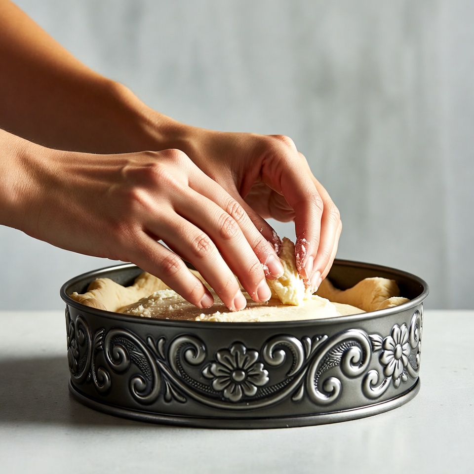 Woman shaping pie crust dough Woman shaping pie crust dough