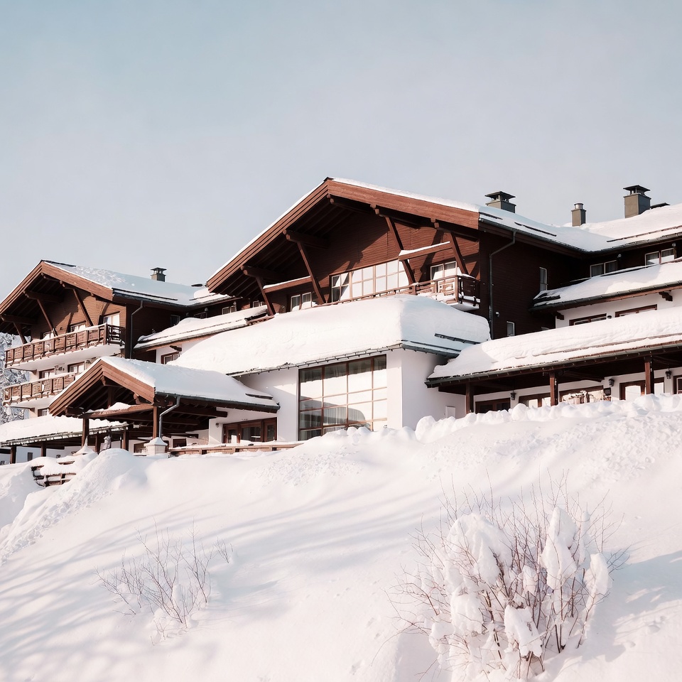 Snowy Alpine Chalet Buildings Snowy Alpine Chalet Buildings