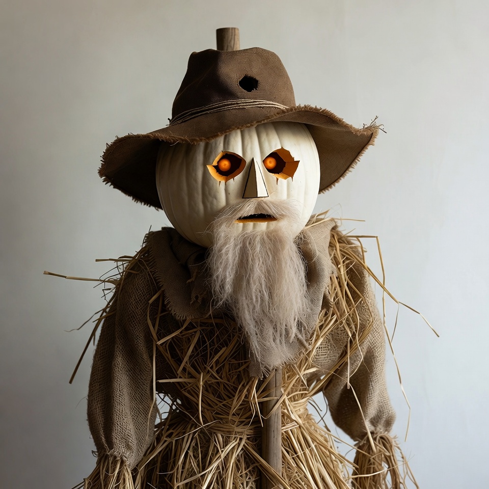 Scarecrow Jack-o'-lantern with Cowboy Hat Scarecrow Jack-o'-lantern with Cowboy Hat