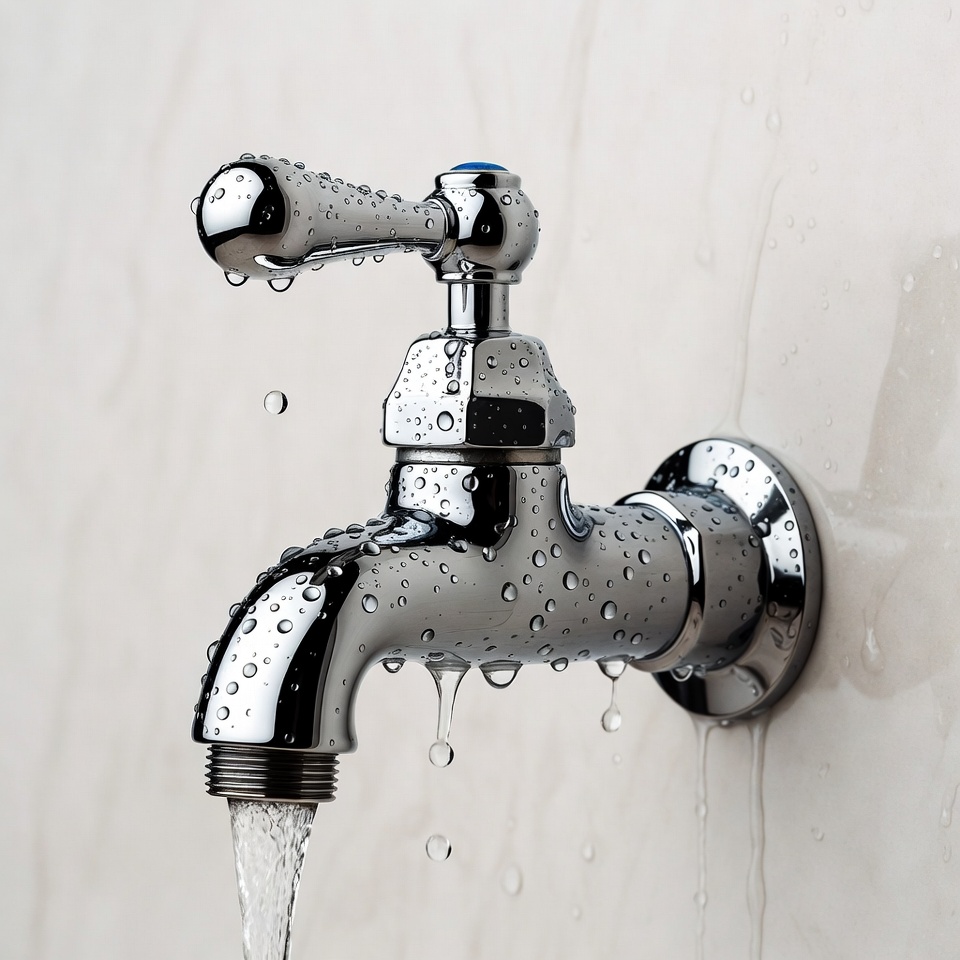 Chrome faucet dripping water Chrome faucet dripping water