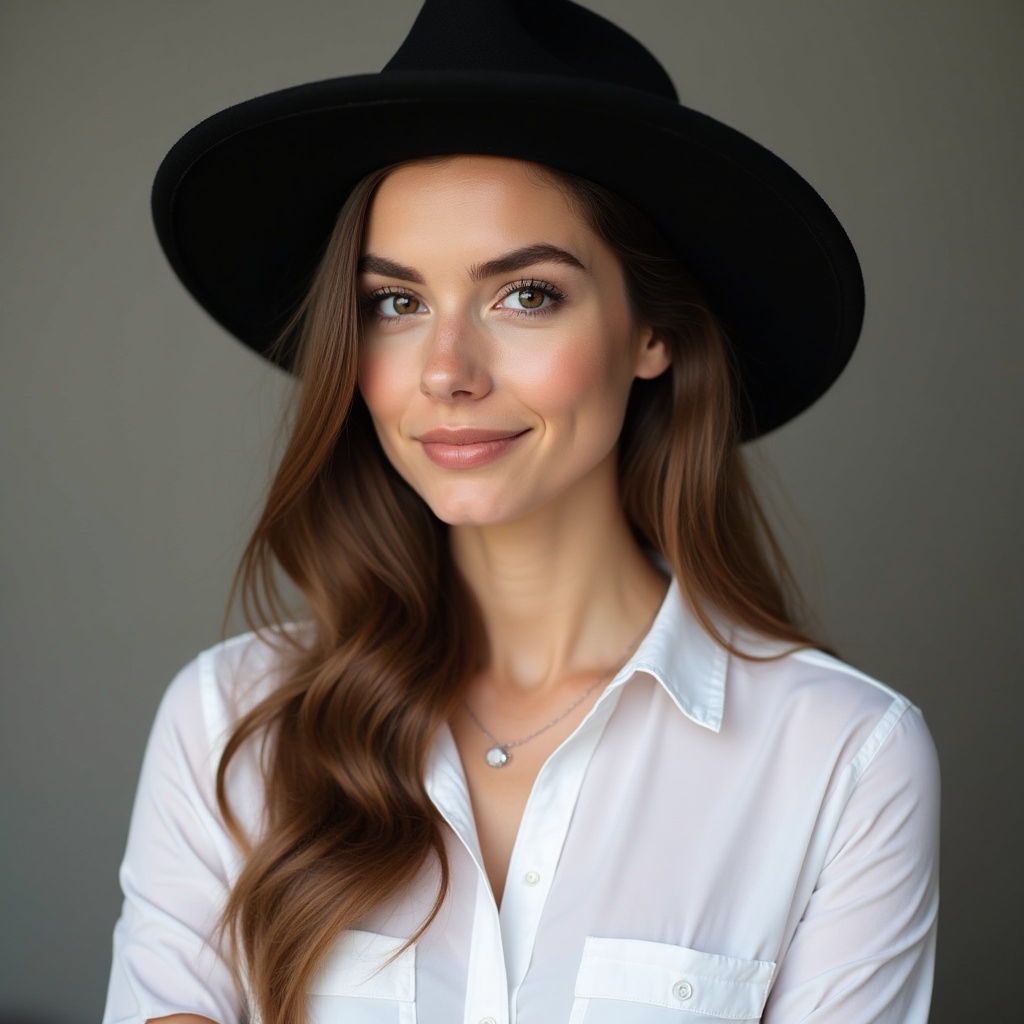 Woman wearing black wide-brim hat Woman wearing black wide-brim hat