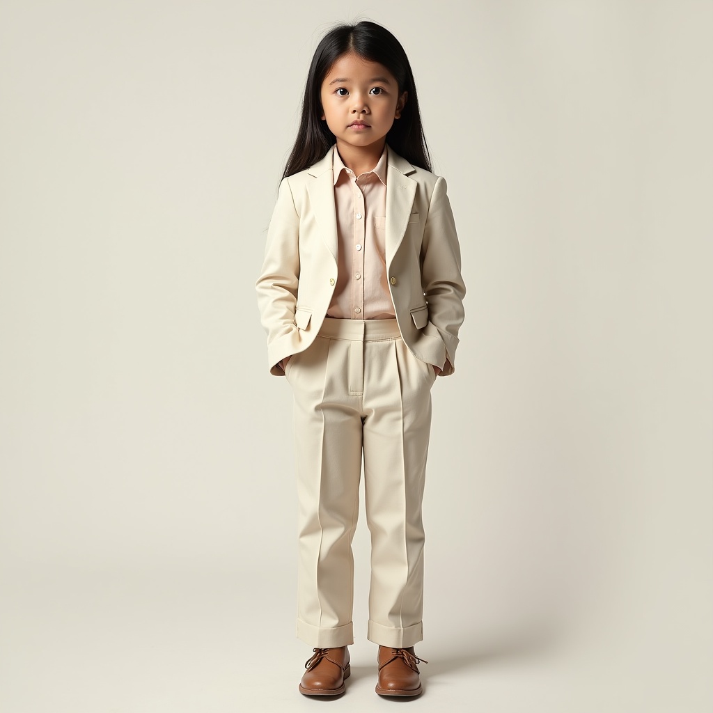 Asian girl in beige suit Asian girl in beige suit