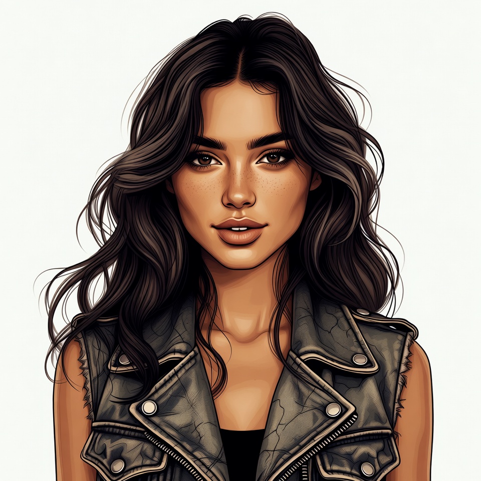 Beautiful woman in leather vest Beautiful woman in leather vest