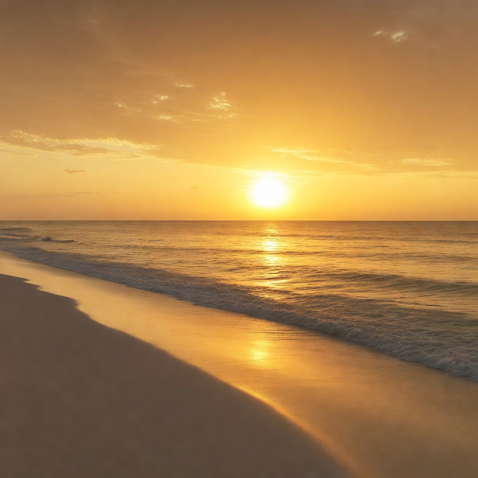 Golden Sunset over Beach Golden Sunset over Beach