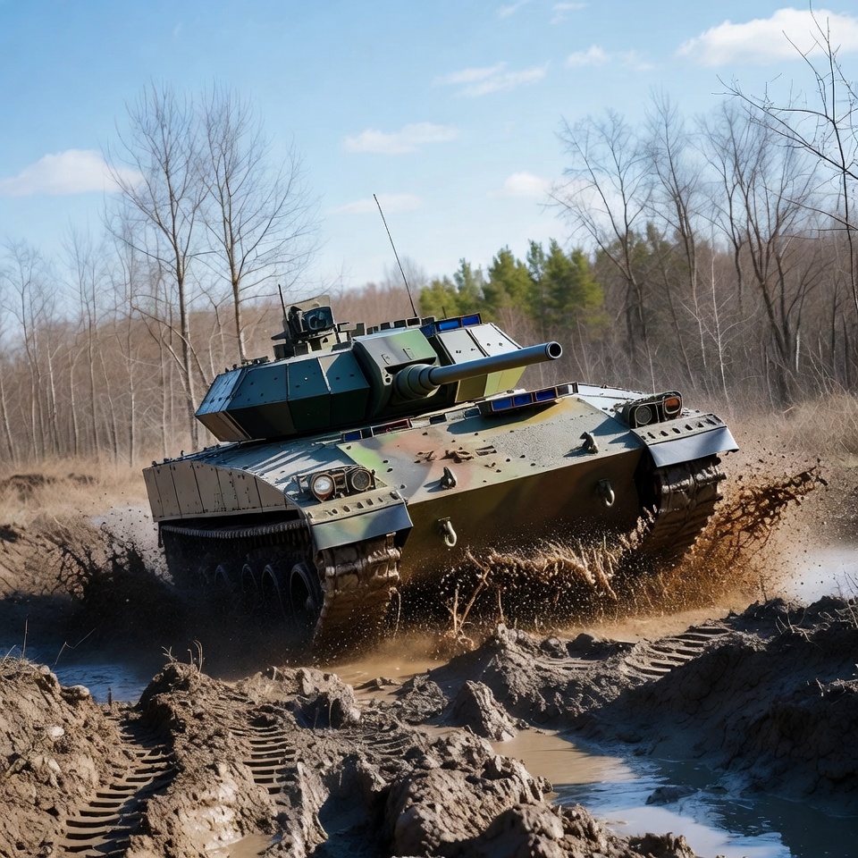 Military tank driving through mud Military tank driving through mud