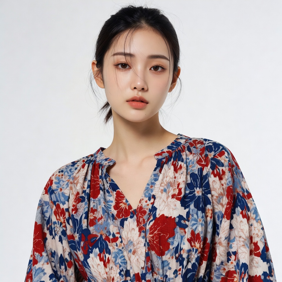 Asian woman in floral blouse Asian woman in floral blouse