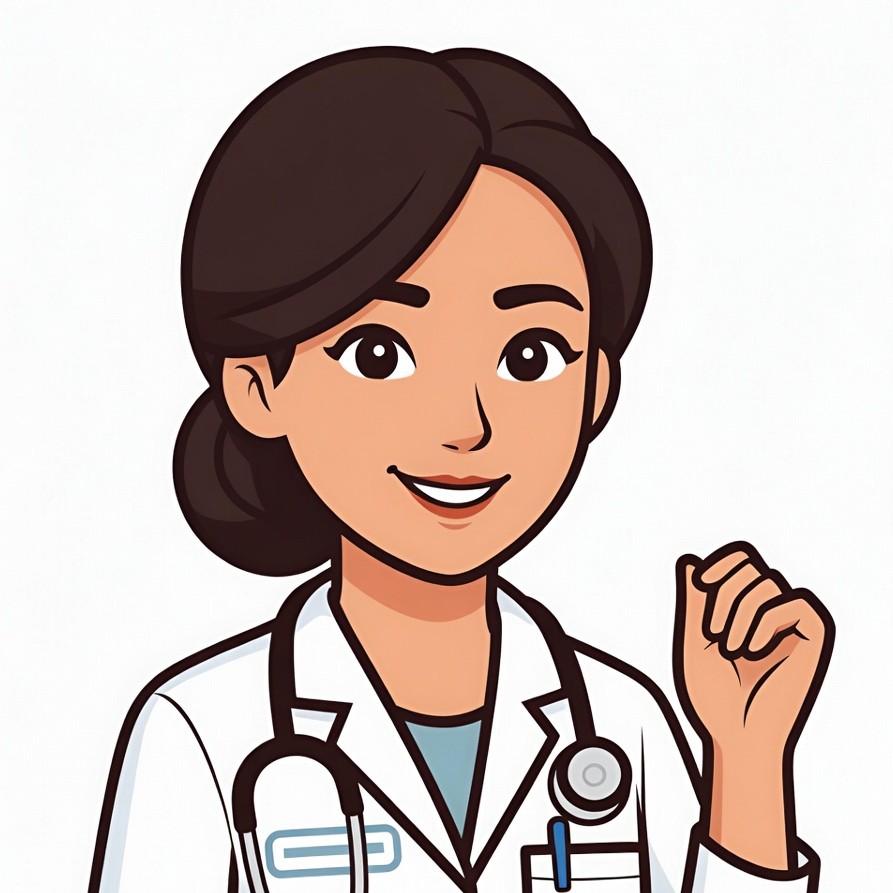 Smiling Asian female doctor illustration Smiling Asian female doctor illustration