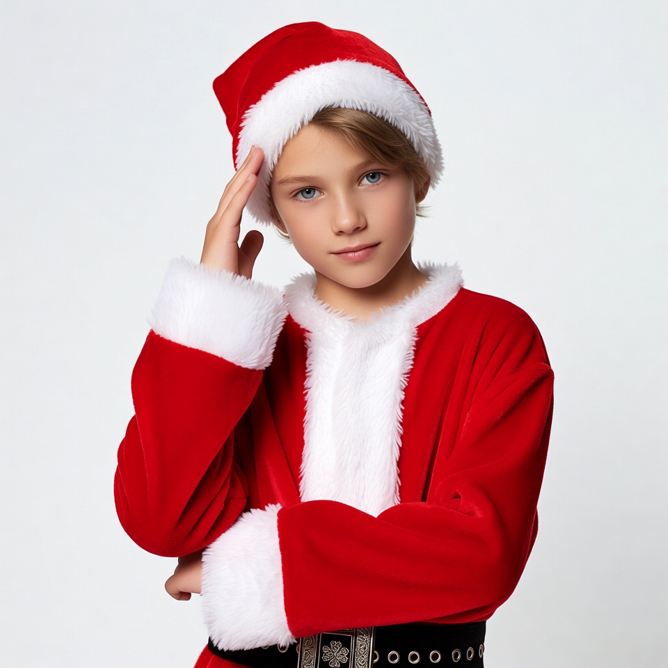 Boy in Santa costume facepalming Boy in Santa costume facepalming
