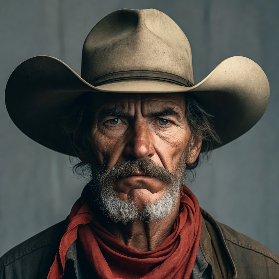 Cowboy wearing wide-brim hat Cowboy wearing wide-brim hat