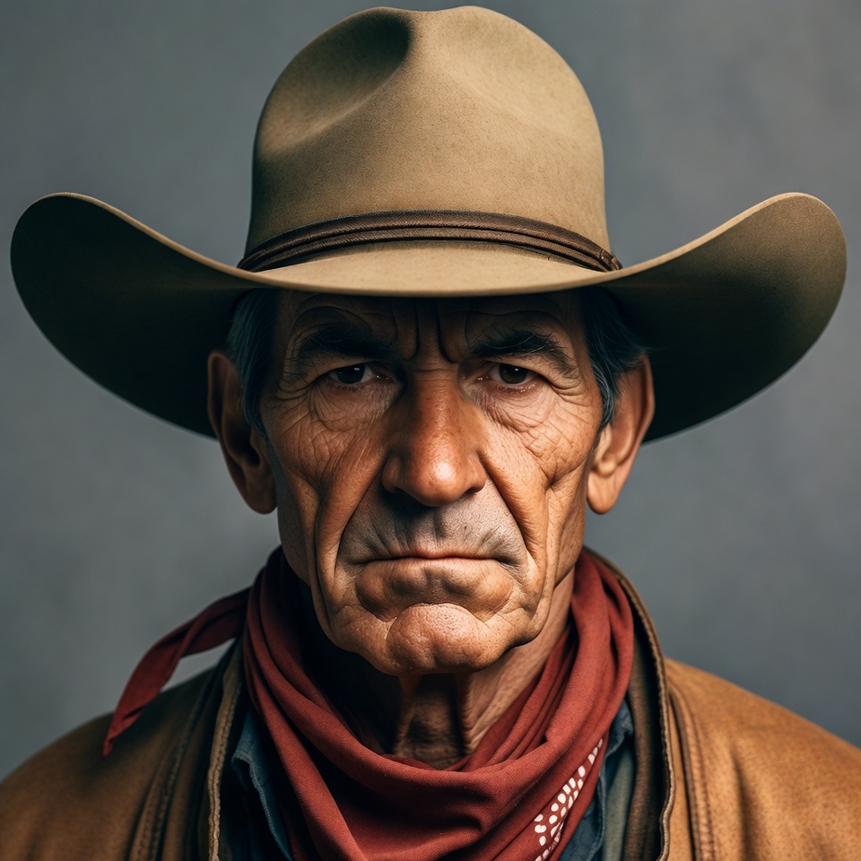 Cowboy wearing hat and bandana Cowboy wearing hat and bandana